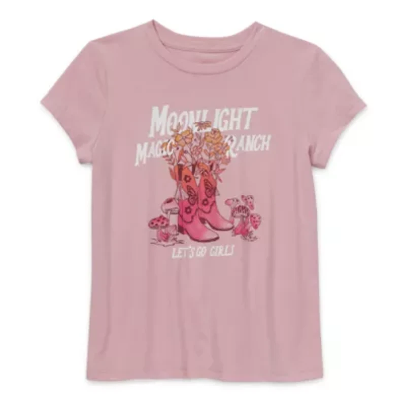 Thereabouts Little & Big Girls Round Neck Short Sleeve Graphic T-Shirt