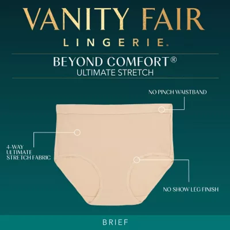 Vanity Fair Ultimate Stretch Beyond Comfort Womens Average + Full Figure 3 Pair High Cut Panty 13430