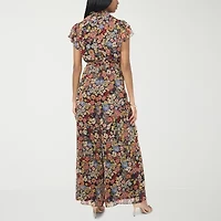 MSK Womens Mock Neck Short Sleeve Jumpsuit