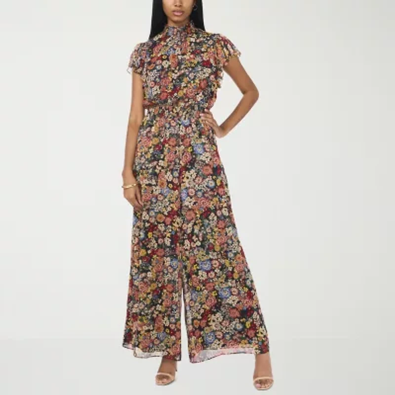 MSK Womens Mock Neck Short Sleeve Jumpsuit
