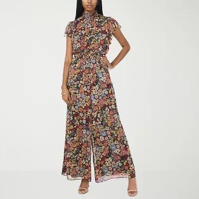 MSK Womens Mock Neck Short Sleeve Jumpsuit