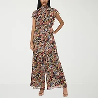 MSK Womens Mock Neck Short Sleeve Jumpsuit