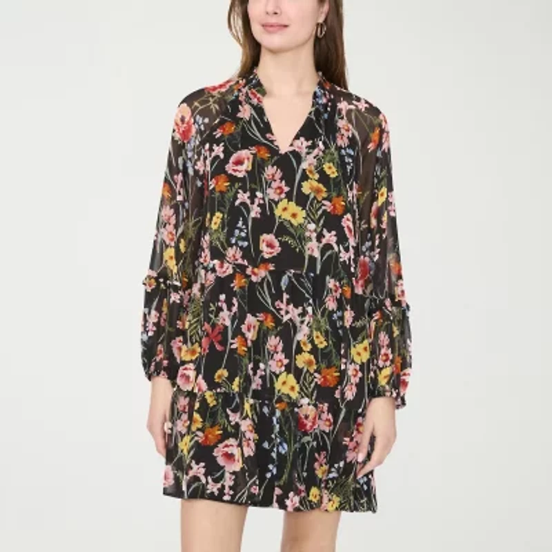 MSK Womens Long Sleeve Shift Dress