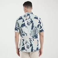 Cubavera Tropical Print Mens Short Sleeve Regular Fit Button-Down Shirt