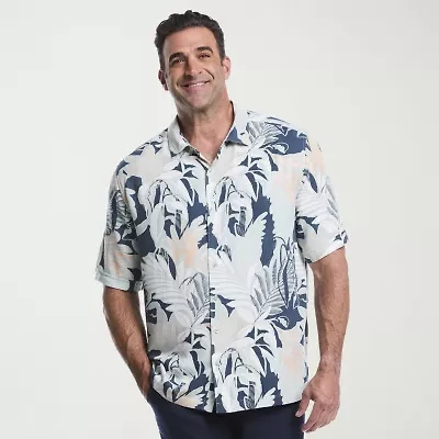 Cubavera Mens Short Sleeve Regular Fit Big and Tall Button-Down Shirt