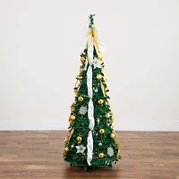 Nearly Natural Foot Pre-Lit Collapsible Pre-Decorated Pine Christmas Tree