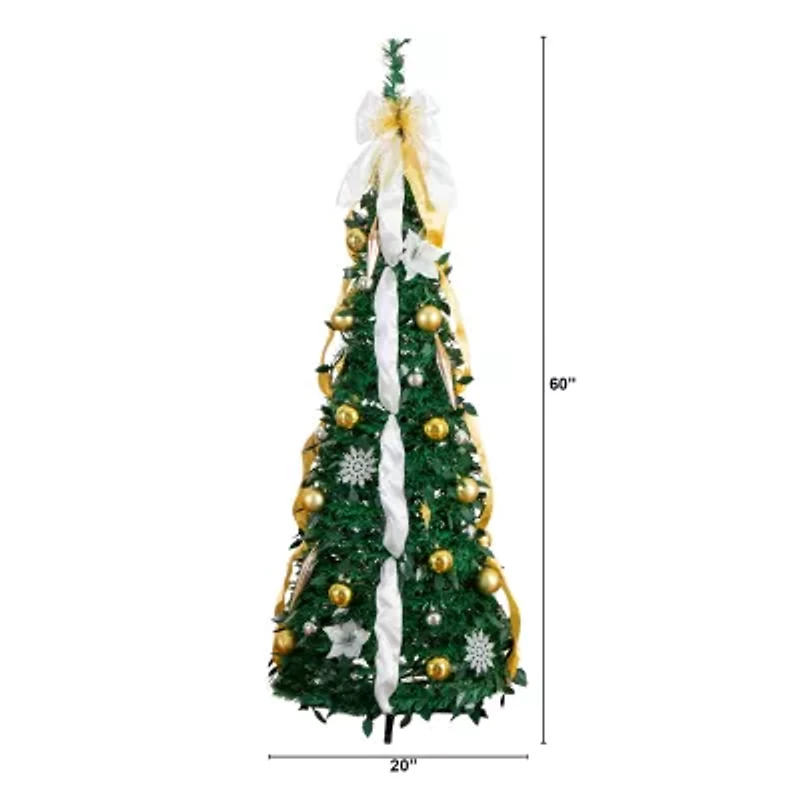 Nearly Natural Foot Pre-Lit Collapsible Pre-Decorated Pine Christmas Tree