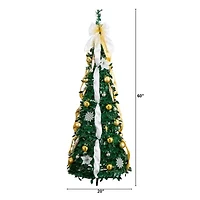 Nearly Natural Foot Pre-Lit Collapsible Pre-Decorated Pine Christmas Tree