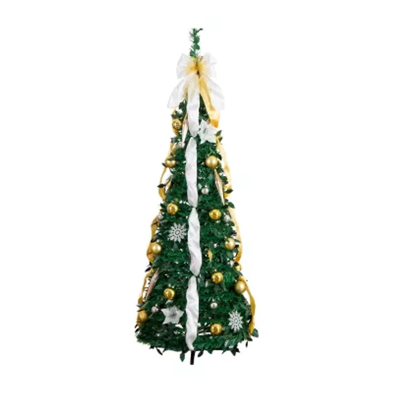 Nearly Natural Foot Pre-Lit Collapsible Pre-Decorated Pine Christmas Tree
