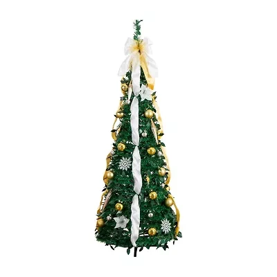 Nearly Natural Foot Pre-Lit Collapsible Pre-Decorated Pine Christmas Tree