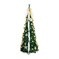 Nearly Natural Foot Pre-Lit Collapsible Pre-Decorated Pine Christmas Tree