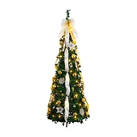 Nearly Natural Foot Pre-Lit Collapsible Pre-Decorated Pine Christmas Tree