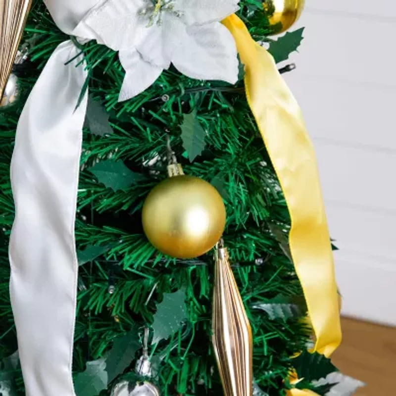 Nearly Natural Foot Pre-Lit Collapsible Pre-Decorated Pine Christmas Tree