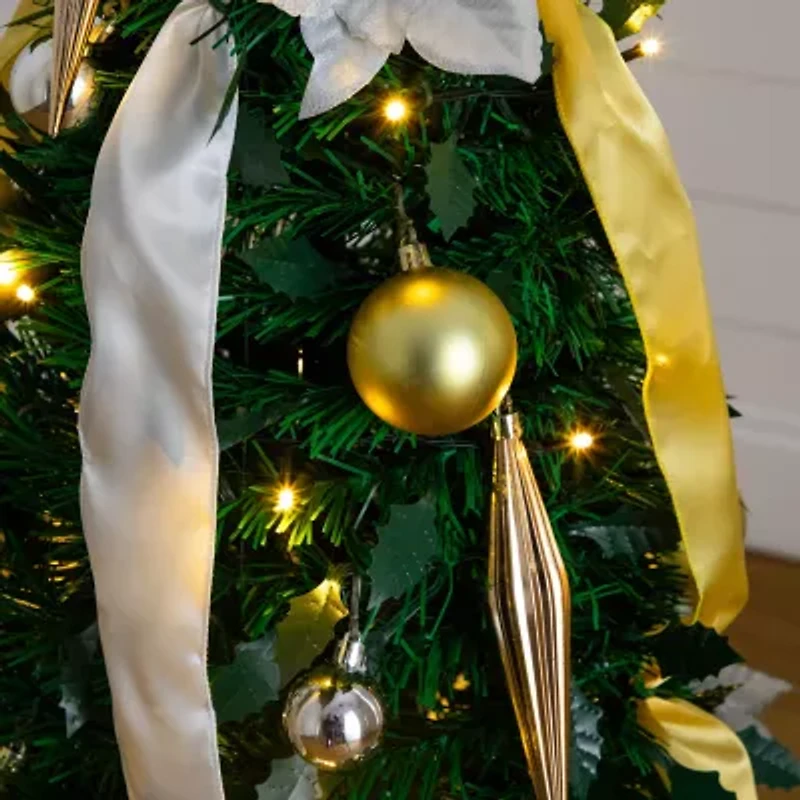 Nearly Natural Foot Pre-Lit Collapsible Pre-Decorated Pine Christmas Tree