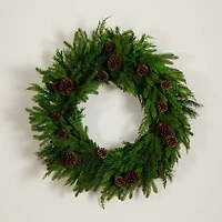 Nearly Natural 30in Mixed Pine Wreath With Pinecones Wreath
