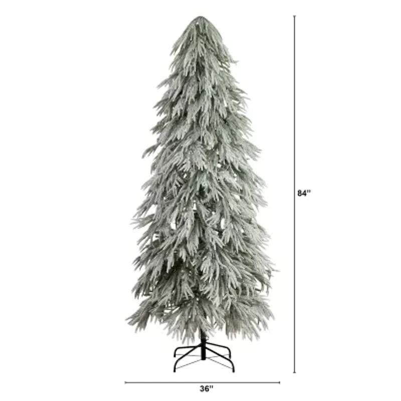 Nearly Natural Foot Pre-Lit Flocked Pine Christmas Tree