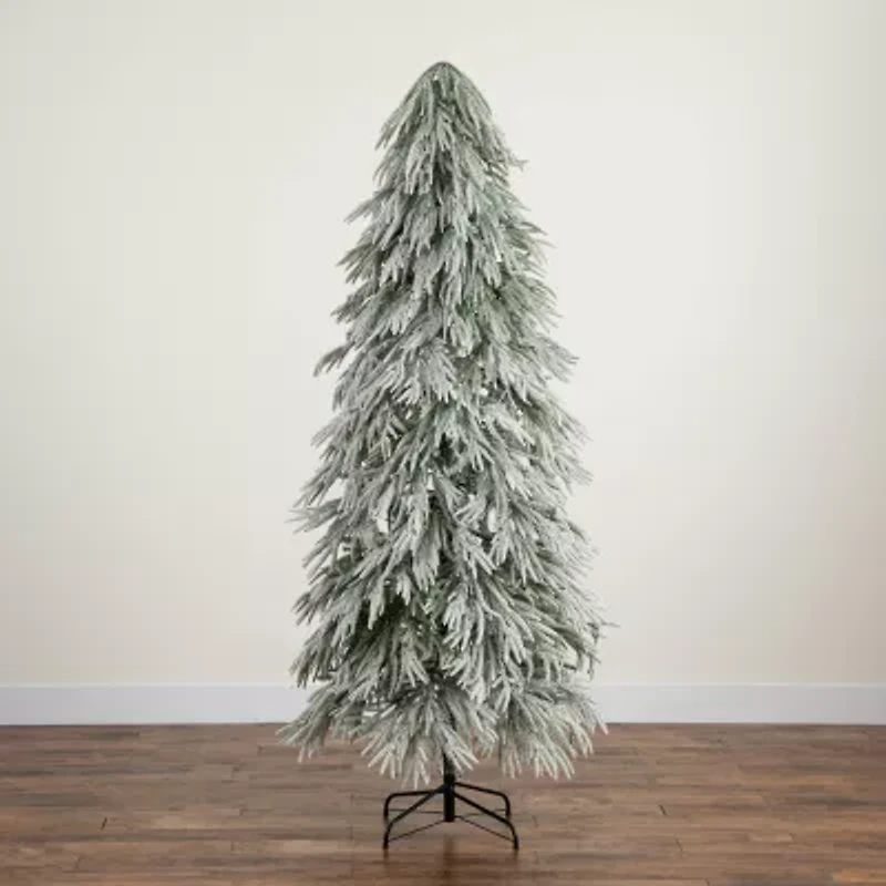 Nearly Natural Foot Pre-Lit Flocked Pine Christmas Tree