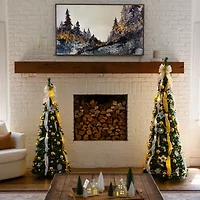 Nearly Natural 6 Foot Pre-Lit Collapsible Pre-Decorated Pine Christmas Tree