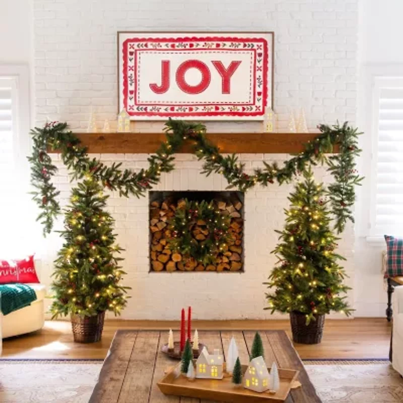 Nearly Natural 5 Foot Pre-Lit Pine Christmas Tree