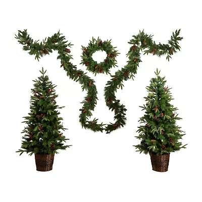 Nearly Natural 5 Foot Pre-Lit Pine Christmas Tree