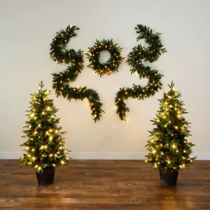 Nearly Natural 5 Foot Pre-Lit Pine Christmas Tree