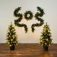 Nearly Natural 5 Foot Pre-Lit Pine Christmas Tree