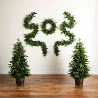 Nearly Natural 5 Foot Pre-Lit Pine Christmas Tree