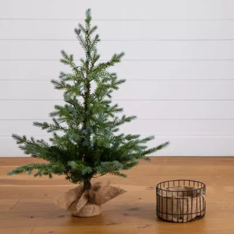 Nearly Natural 3 Foot Pre-Lit Pine Christmas Tree