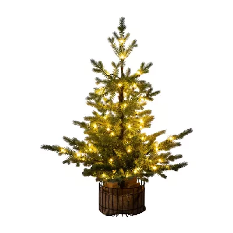 Nearly Natural 3 Foot Pre-Lit Pine Christmas Tree