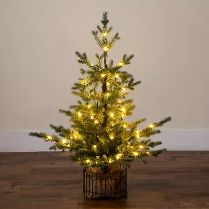 Nearly Natural 3 Foot Pre-Lit Pine Christmas Tree