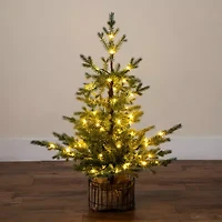 Nearly Natural 3 Foot Pre-Lit Pine Christmas Tree