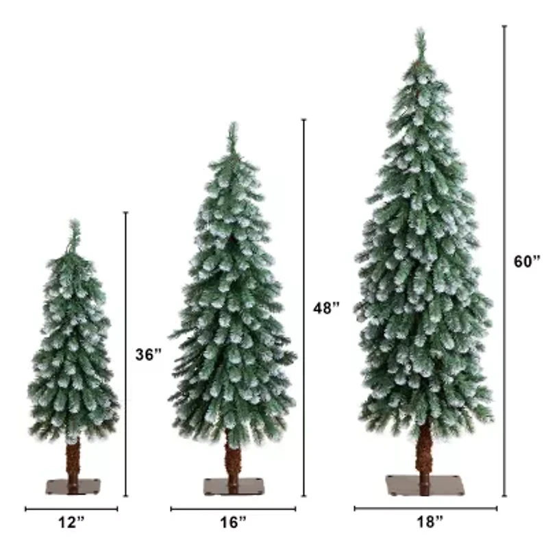 Nearly Natural 5 Foot Pre-Lit Flocked Pine Christmas Tree