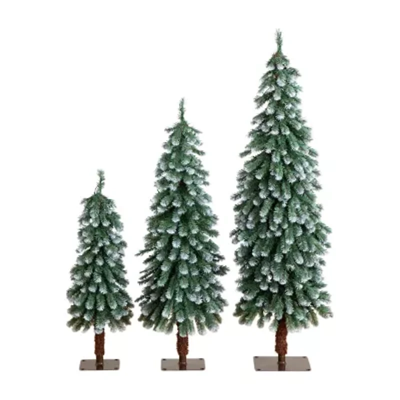 Nearly Natural 5 Foot Pre-Lit Flocked Pine Christmas Tree