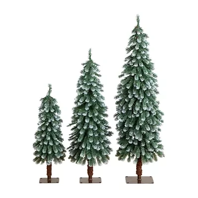 Nearly Natural 5 Foot Pre-Lit Flocked Pine Christmas Tree