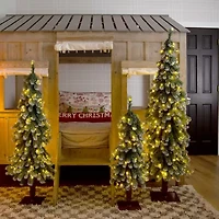 Nearly Natural 5 Foot Pre-Lit Flocked Pine Christmas Tree