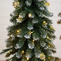 Nearly Natural 5 Foot Pre-Lit Flocked Pine Christmas Tree