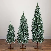 Nearly Natural 5 Foot Pre-Lit Flocked Pine Christmas Tree