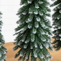 Nearly Natural 5 Foot Pre-Lit Flocked Pine Christmas Tree
