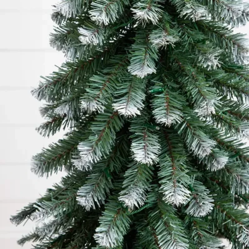 Nearly Natural 5 Foot Pre-Lit Flocked Pine Christmas Tree