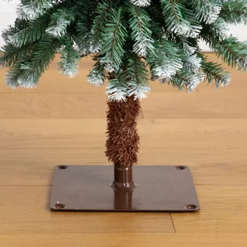 Nearly Natural 5 Foot Pre-Lit Flocked Pine Christmas Tree