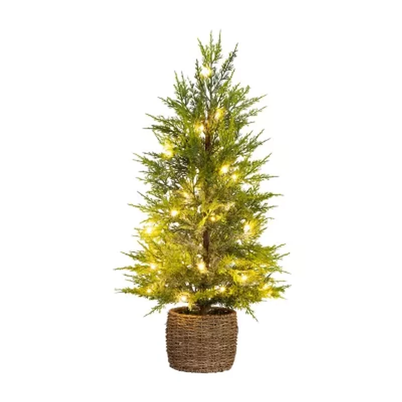 Nearly Natural Foot Pre-Lit Flocked Christmas Tree