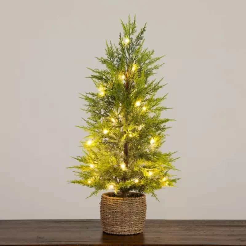 Nearly Natural Foot Pre-Lit Flocked Christmas Tree