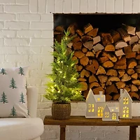 Nearly Natural Foot Pre-Lit Flocked Christmas Tree