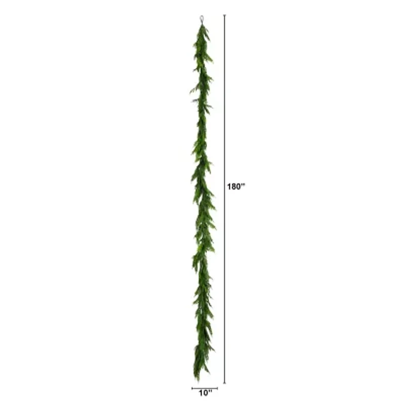 Nearly Natural 15ft Real Touch Pine Garland Wreath