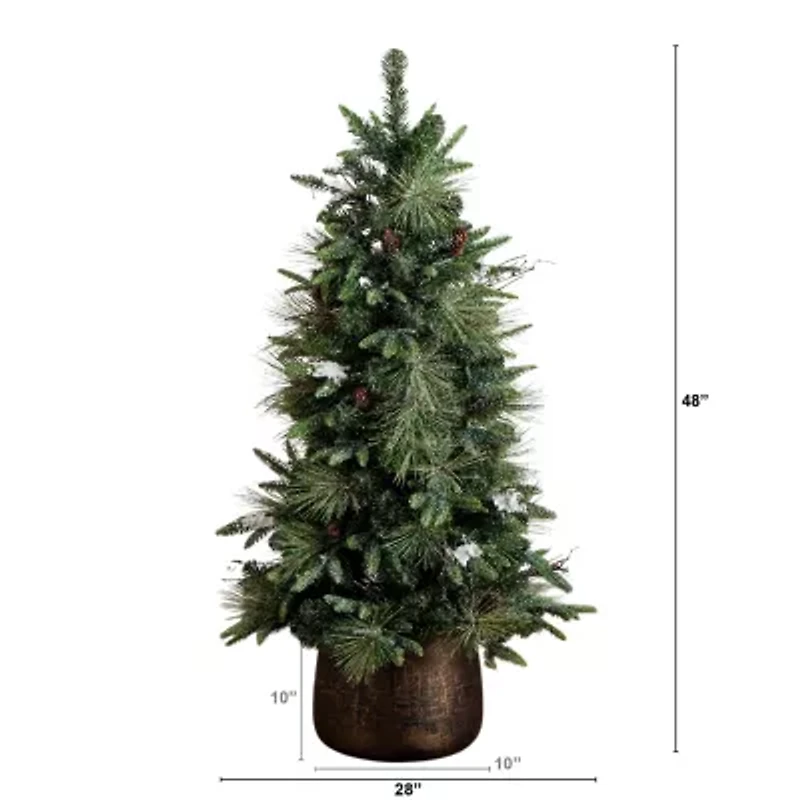 Nearly Natural 4 Foot Pre-Lit Pine Christmas Tree