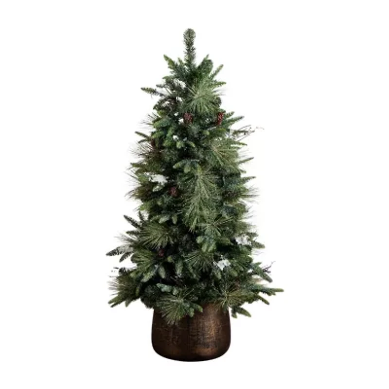 Nearly Natural 4 Foot Pre-Lit Pine Christmas Tree