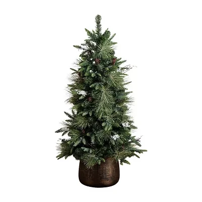 Nearly Natural 4 Foot Pre-Lit Pine Christmas Tree