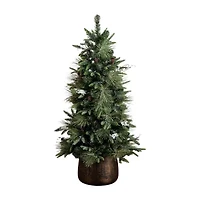 Nearly Natural 4 Foot Pre-Lit Pine Christmas Tree