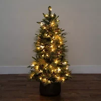 Nearly Natural 4 Foot Pre-Lit Pine Christmas Tree