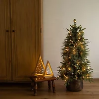 Nearly Natural 4 Foot Pre-Lit Pine Christmas Tree